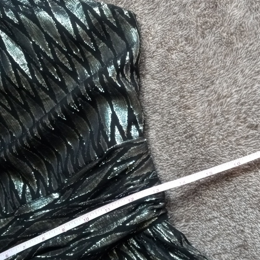 Halston Heritage silver and black metallic scarf neck dress - Picture 6 of 12